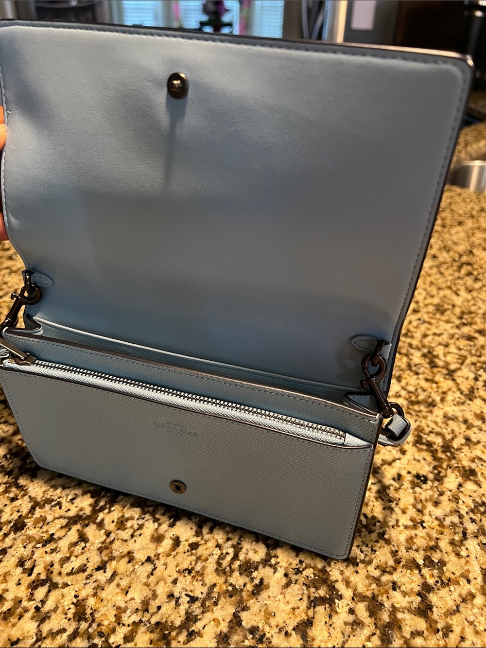 Coach Sky Blue Pebble leather Horse and Carriage cross Body Clutch - Picture 6 of 6